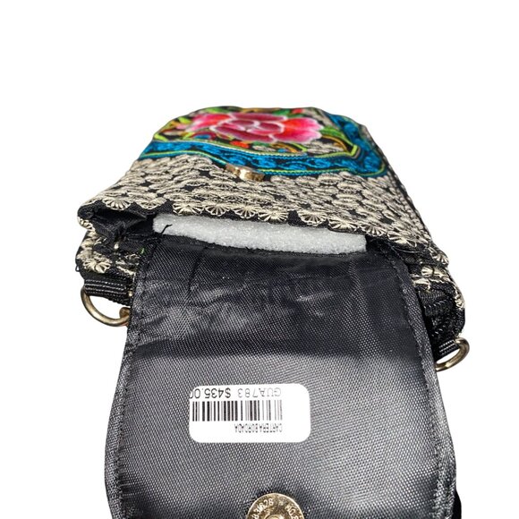 Embroidered Floral Crossbody Wallet With Strap boho festival hippie - Picture 4 of 8